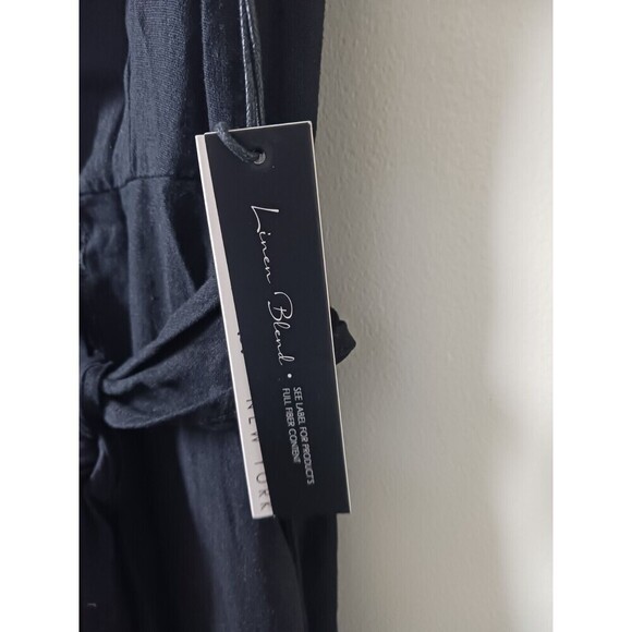 Nicole Miller Linen Blend Maxi Dress Belted Lined Sleeveless Black XS - Picture 6 of 11